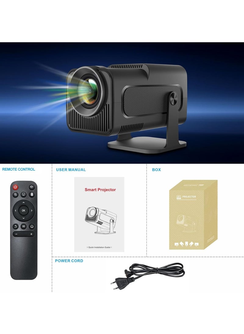 HY320 Mini Portable Auto Keystone Projector, 4K FHD 1080P Smart Projector Support 10000 Lumens with WiFi 6, BT 5.0, 180 Degree Rotation, Built-in Android 11.0