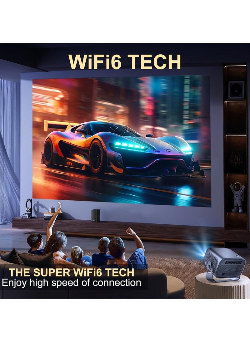 A10 LED Projector ( Android 11.0/Electric focus) with WiFi 6 and Auto keystone,12000lumens Movie Projector,Full HD 1080P Supported 360° Angle adjustment Video Projector,home theater