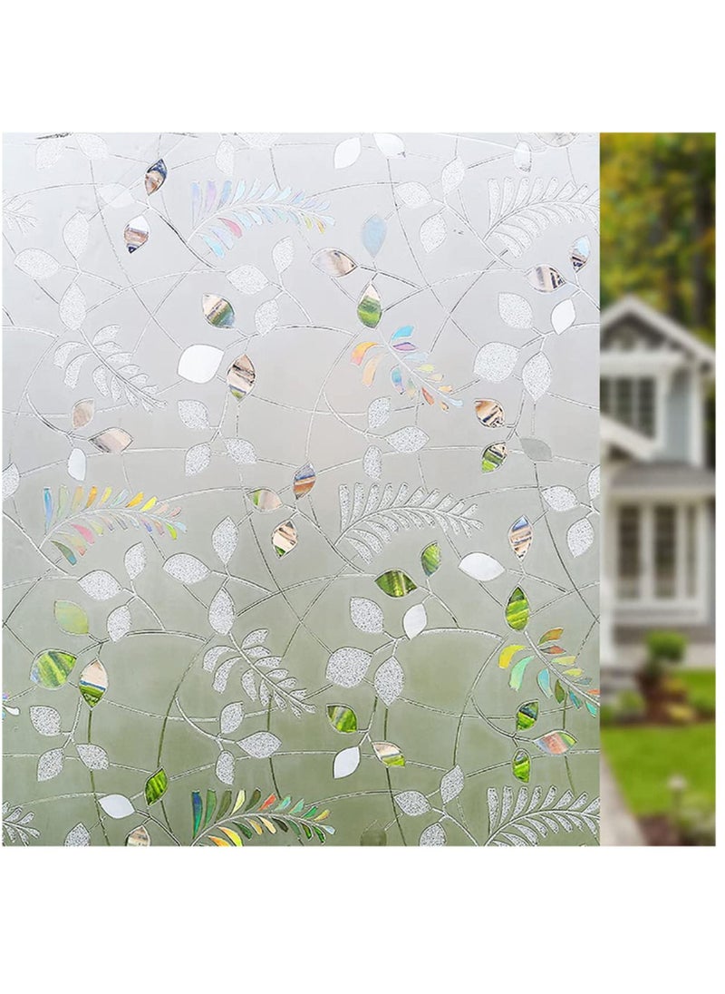 Window Film 3D Privacy Window Film Leaves Self Adhesive Glass Film Anti UV Static Frosted Window Film Removable Window Sticker for Bathroom Kitchen Living Room Decoration 17.7 39.5in