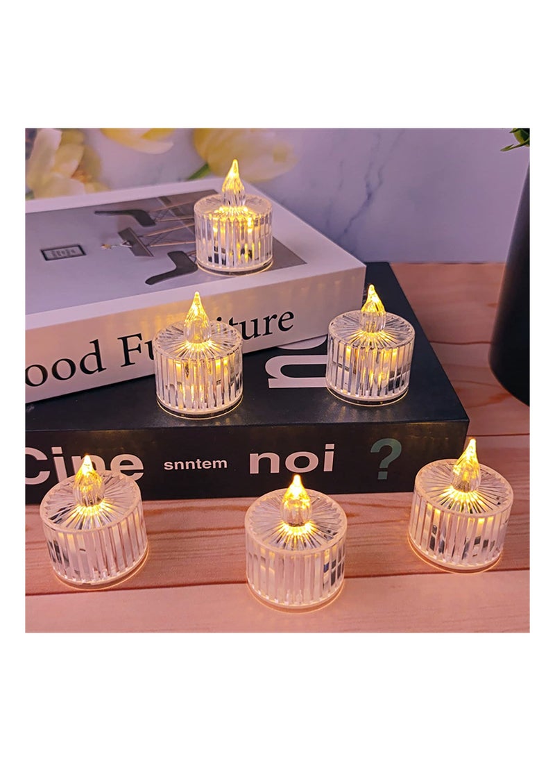 12Pack LED Crystal Candle Light Table Centrepiece Flameless Candles Transparent Small Tea Wax Birthday Proposal INS Desktop Decoration Create Atmosphere Candles Tea Lights