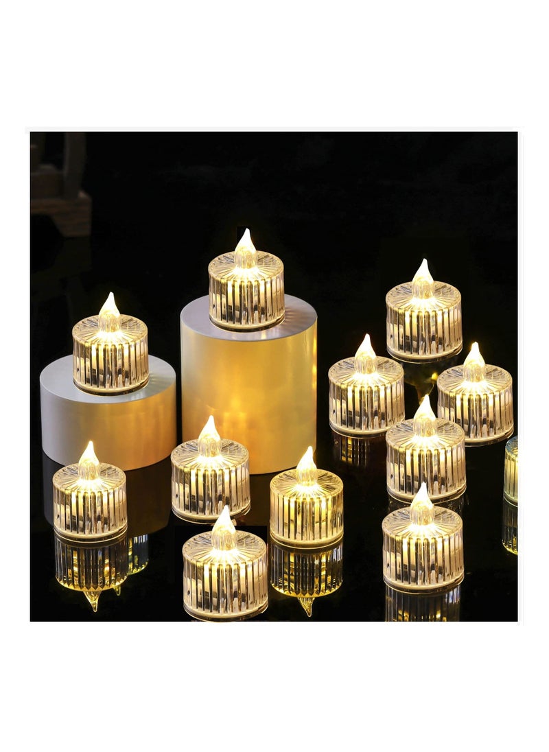 12Pack LED Crystal Candle Light Table Centrepiece Flameless Candles Transparent Small Tea Wax Birthday Proposal INS Desktop Decoration Create Atmosphere Candles Tea Lights