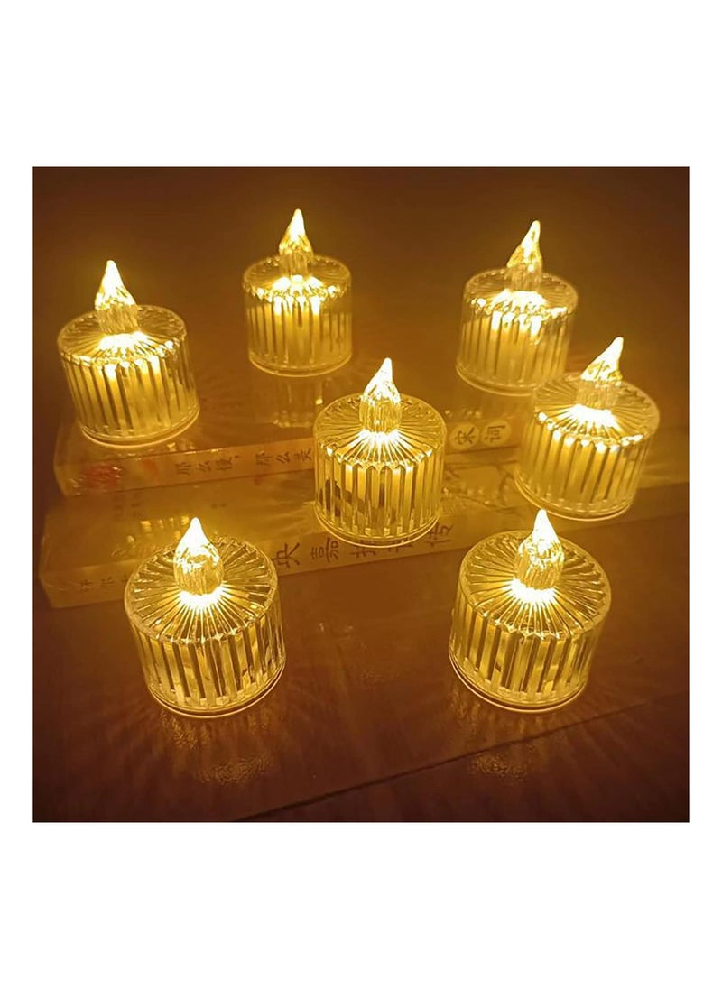 12Pack LED Crystal Candle Light Table Centrepiece Flameless Candles Transparent Small Tea Wax Birthday Proposal INS Desktop Decoration Create Atmosphere Candles Tea Lights