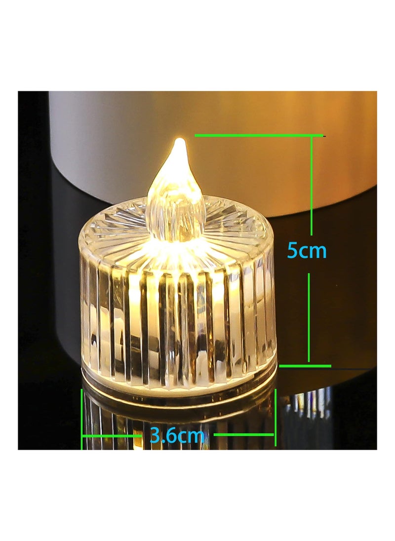 12Pack LED Crystal Candle Light Table Centrepiece Flameless Candles Transparent Small Tea Wax Birthday Proposal INS Desktop Decoration Create Atmosphere Candles Tea Lights