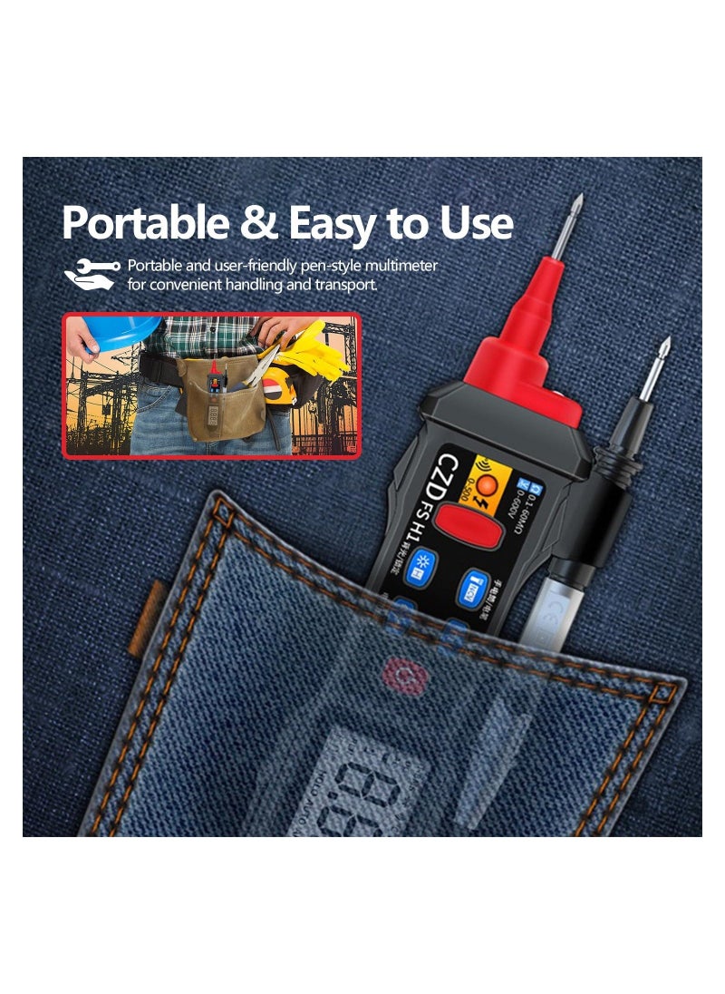 Electrical Voltage Tester, Pen-Type Multimeter with NCV, Small Multimeter 0.6V-600V, Portable Professional Multimeter Pen for AC/DC Voltage/Live Wire Test/Capacitance/Resistance/Continuity/Diode