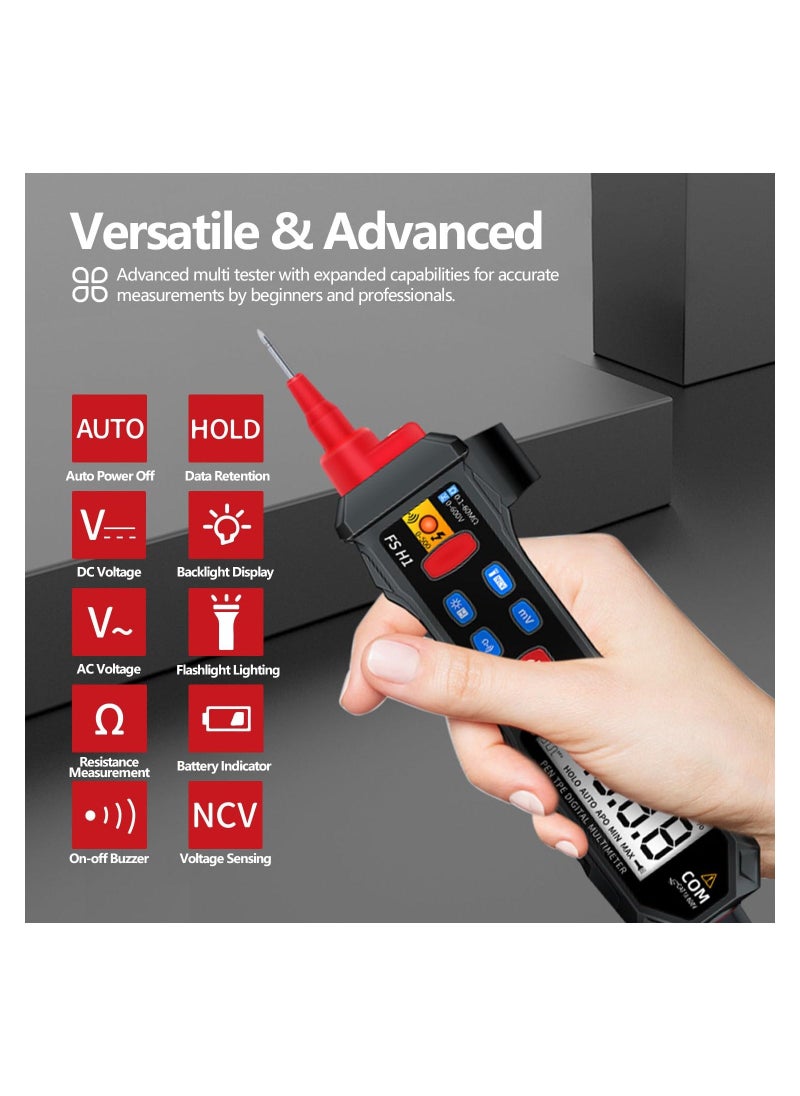 Electrical Voltage Tester, Pen-Type Multimeter with NCV, Small Multimeter 0.6V-600V, Portable Professional Multimeter Pen for AC/DC Voltage/Live Wire Test/Capacitance/Resistance/Continuity/Diode
