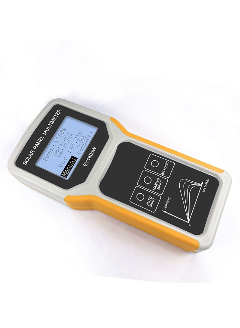 Solar Panel Tester, 1600W Solar Panel Tester MPPT Photovoltaic Panel Multimeter, Upgraded with Ultra Clear LCD Display, Smart MPPT Tools for Testing Solar PV Panel Data and Troubleshooting