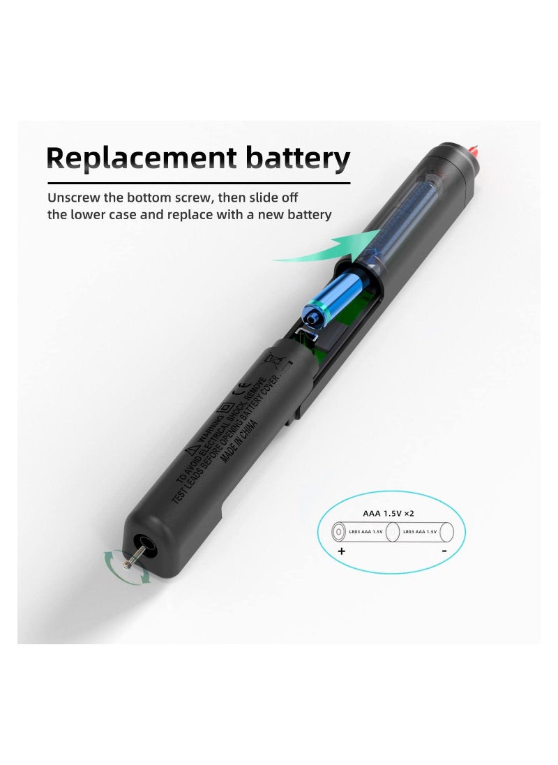 Digital Multimeter Pen for Voltage Testing,  3-Results Display Pocket Smart Ohmmeter Smart Ohmmeter with Continuity Check V-Alert Live Voltage Testing Pen Voltage Tester with Back Probe Pins