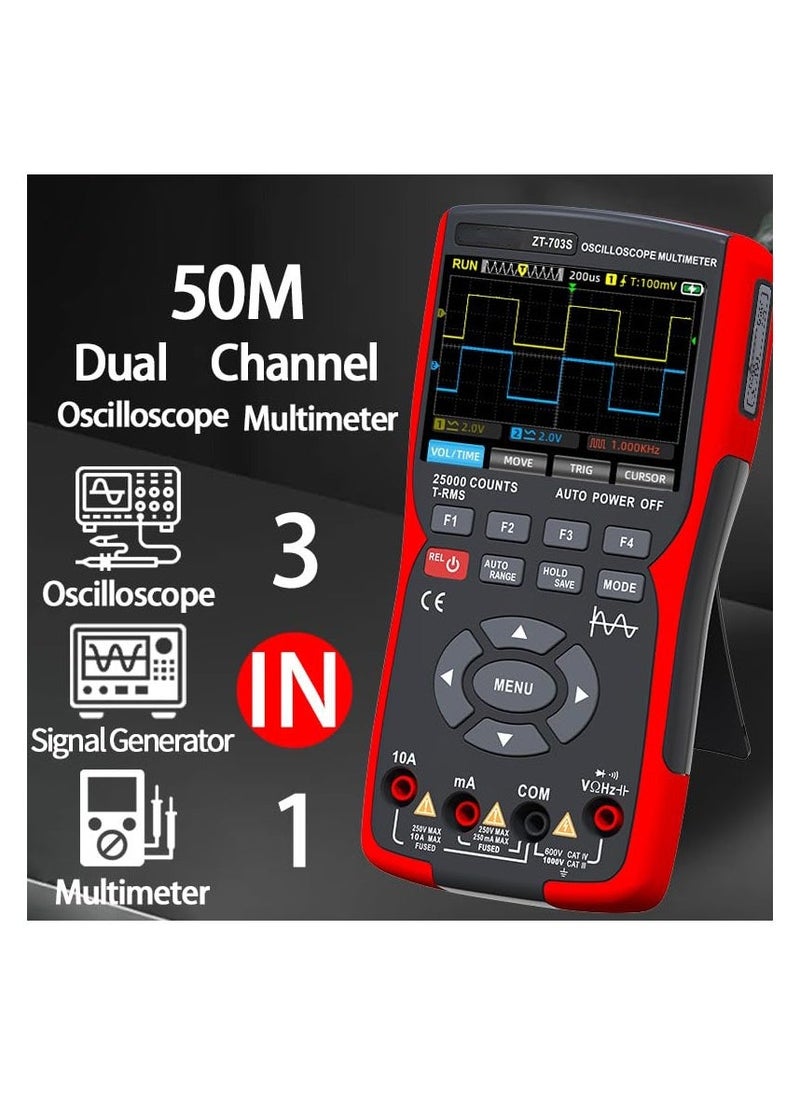 3in1 Digital Multimeter Tester, Multi Tester, Smart Measurement, Auto-Ranging Voltmeter, LCD Display, Tester with Dual-Channel Oscilloscope, Voltage, Current, Resistance, Continuity, Diode