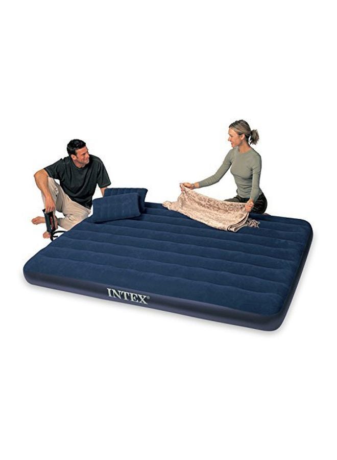 Classic Downy Airbed With Hand Pump And Pillow Blue 203.2 x 152.4cm