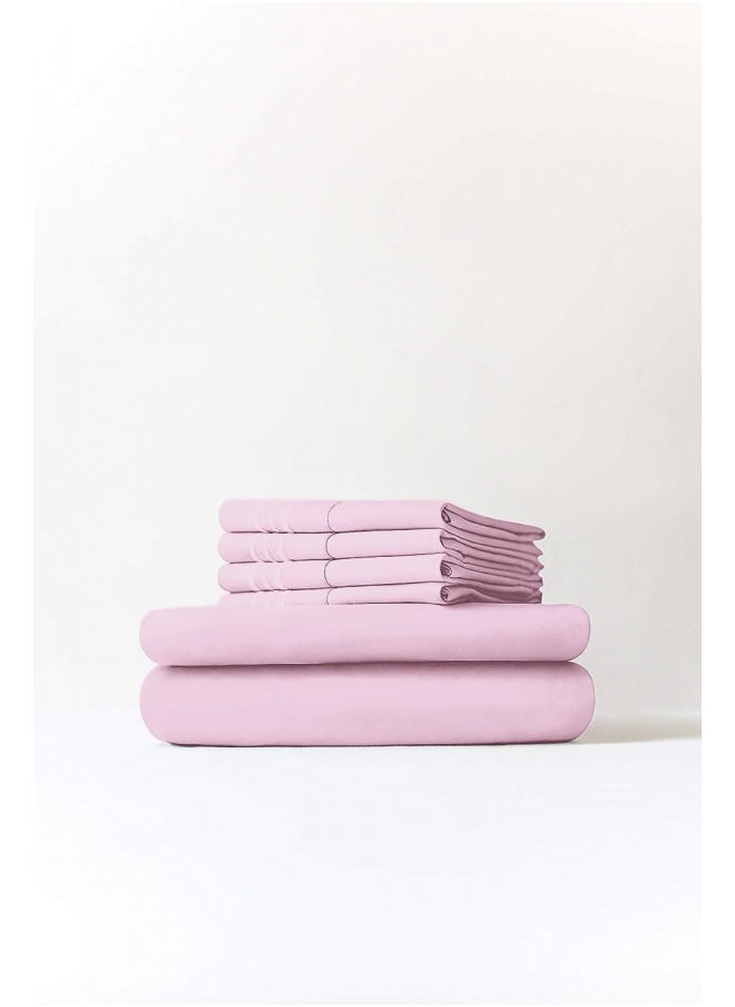 Full Size Sheet Set - 6 Piece Set - Hotel Luxury Bed Sheets - Extra Soft - Deep Pockets - Easy Fit - Breathable & Cooling Sheets - Wrinkle Free - Comfy - Light Pink Bed Sheets - Full Sheets 6 PC