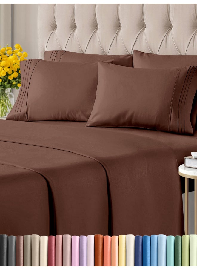 Cal King 6 Piece Sheet Set - Breathable & Cooling Bed Sheets - Hotel Luxury Bed Sheets for Women, Men, Kids & Teens - Bedding w/Deep Pockets & Easy Fit - Soft & Wrinkle Free - Cal King Brown Sheets