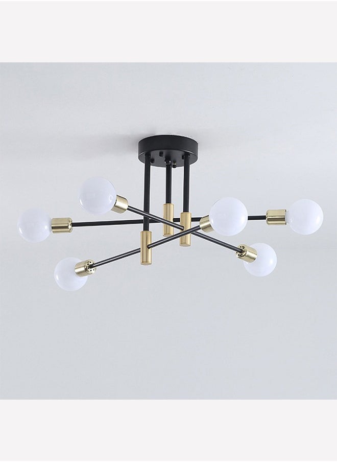 Modern Industrial Pendant Lamp Magic Bean Iron Ceiling Light Black+Gold, 6 Heads, Without Bulb