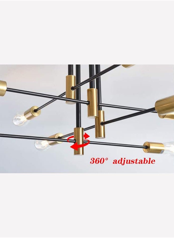 Modern Industrial Pendant Lamp Magic Bean Iron Ceiling Light Black+Gold, 6 Heads, Without Bulb