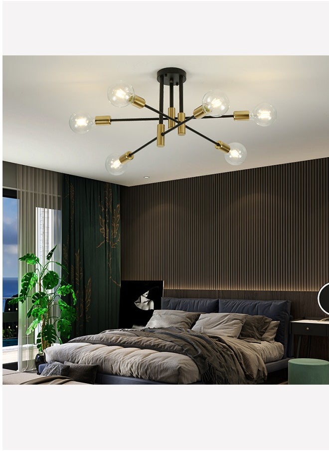 Modern Industrial Pendant Lamp Magic Bean Iron Ceiling Light Black+Gold, 6 Heads, Without Bulb