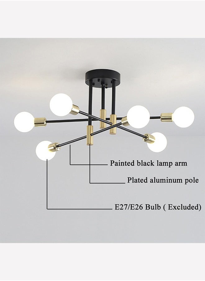 Modern Industrial Pendant Lamp Magic Bean Iron Ceiling Light Black+Gold, 6 Heads, Without Bulb