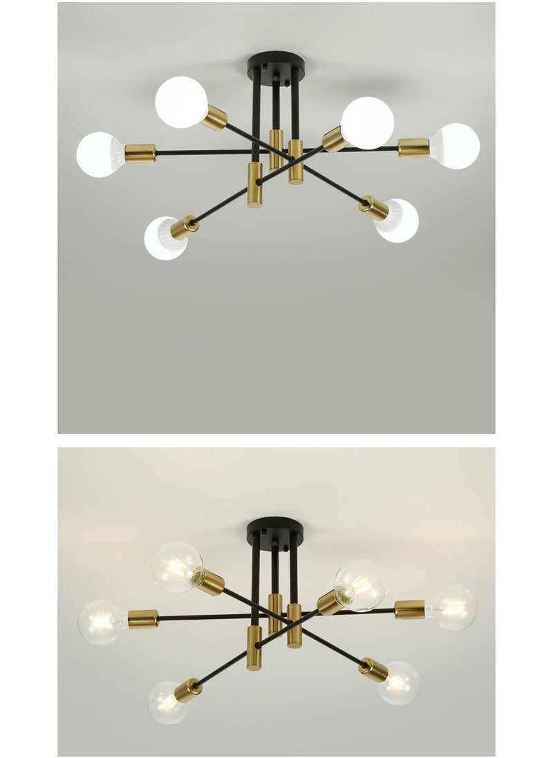 Modern Industrial Pendant Lamp Magic Bean Iron Ceiling Light Black+Gold, 6 Heads, Without Bulb