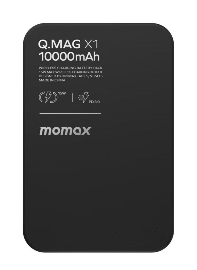 Q.MAG X1 10000 mAh Wireless Magnetic Battery Pack USB-C Up to 20W PD Output Black