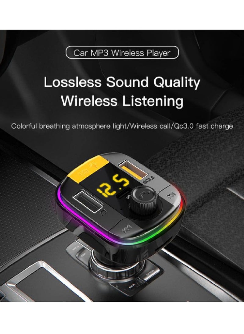 Y45 Fast charging Smart Dual USB Ports Vehicle Charger FM Transmitter Mp3 Multi Function Car Charger