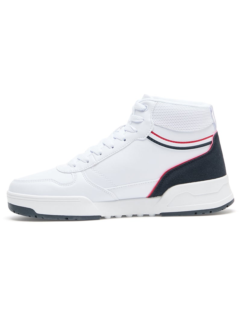 Men's White High-Top Sneakers - Lightweight Sporty Design, Comfortable Ankle Support for Casual Wear