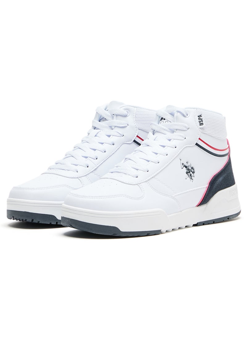 Men's White High-Top Sneakers - Lightweight Sporty Design, Comfortable Ankle Support for Casual Wear