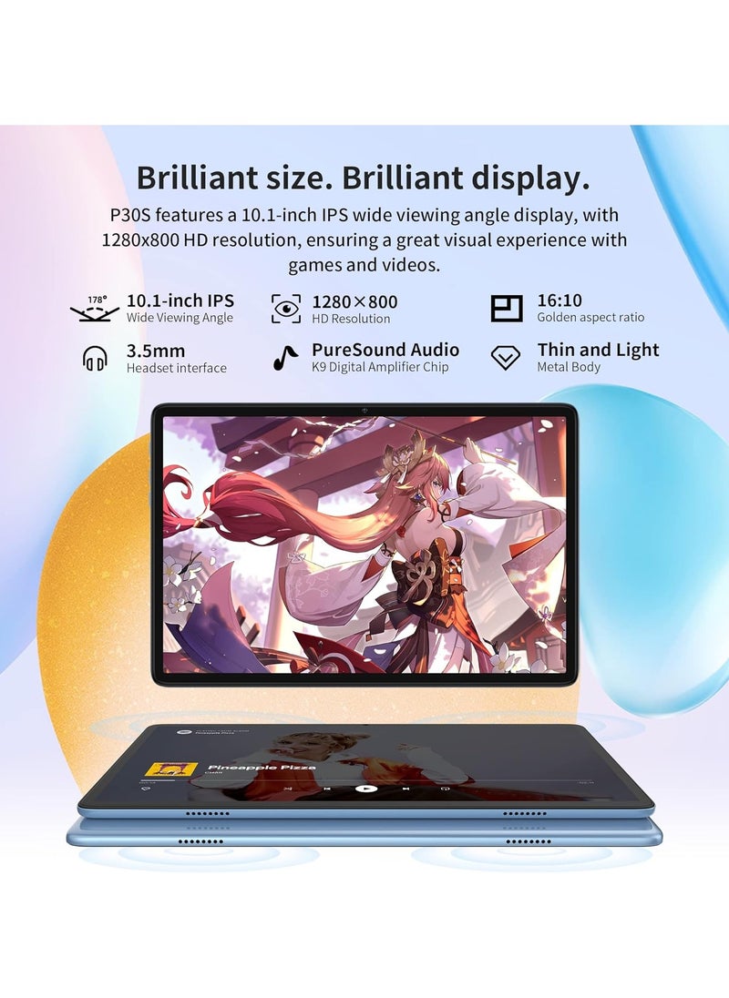 Teclast P30S Tablet 10.1 Inch 1280x800 IPS Android 12 4GB RAM 64GB ROM MT8183 8 cores GPS Type-C 6000mah Metal