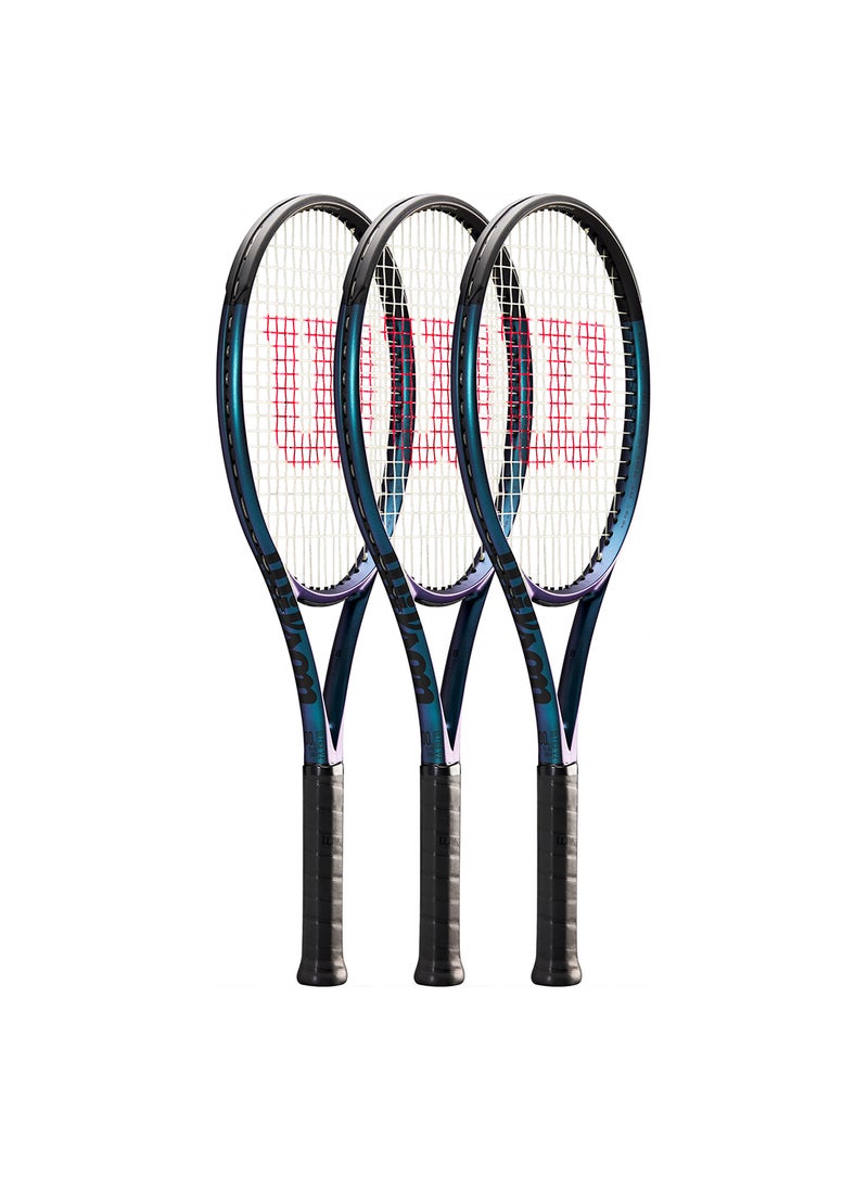 Ultra 100Ul V4 Tennis Racket, Head 100, 16X19, Adults, Intermediate/ Advanced - Black/ Blue/ Purple