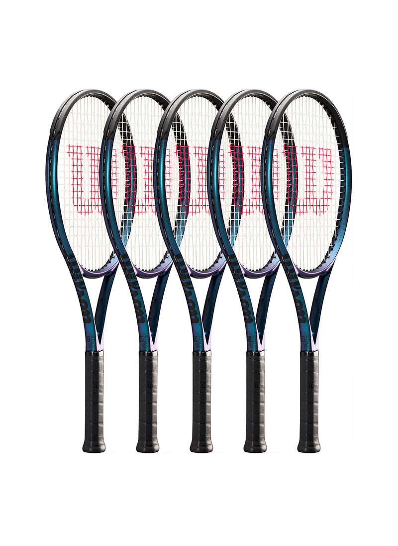 Ultra 100Ul V4 Tennis Racket, Head 100, 16X19, Adults, Intermediate/ Advanced - Black/ Blue/ Purple