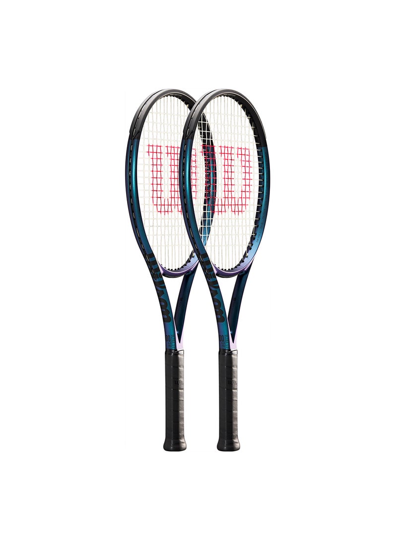 Ultra 100L V4 Tennis Racket, Head 100, 16X19, Adults, Intermediate/ Advanced - Black/ Blue/ Purple