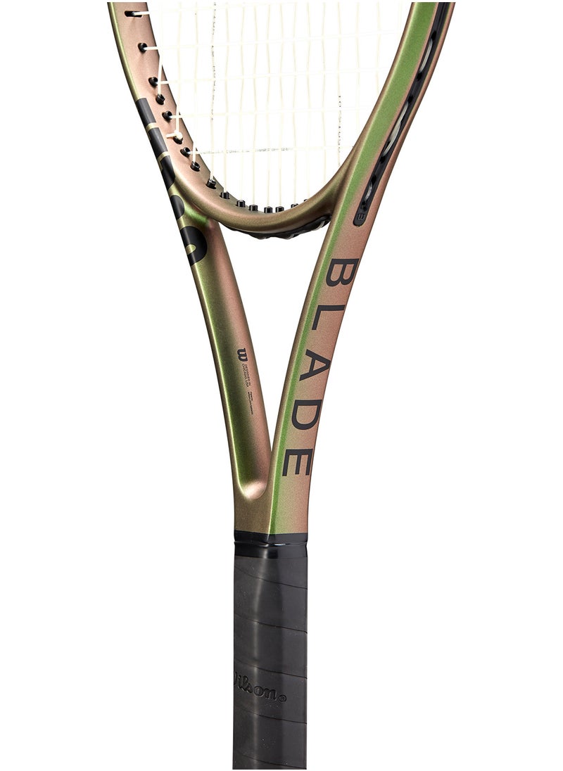 Blade 104 V8 Tennis Racket, 16x19, Adults, Intermediate/ Advanced - Green/ Bronze/ Black