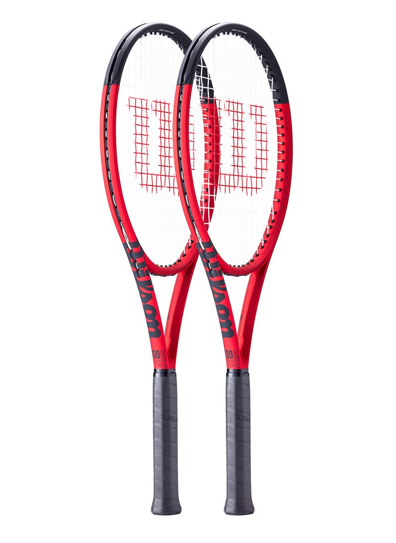 Clash 100 V2 Tennis Racket, 16x19, Adults, Intermediate/ Advanced - Red/ Black