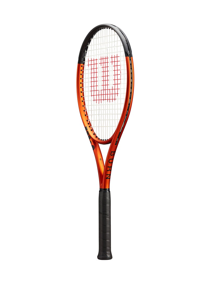 Burn 100 V5.0 Tennis Racket, 16x19, Adults, Intermediate/ Advanced - Orange/ Black