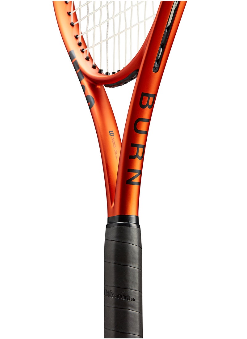 Burn 100 V5.0 Tennis Racket, 16x19, Adults, Intermediate/ Advanced - Orange/ Black