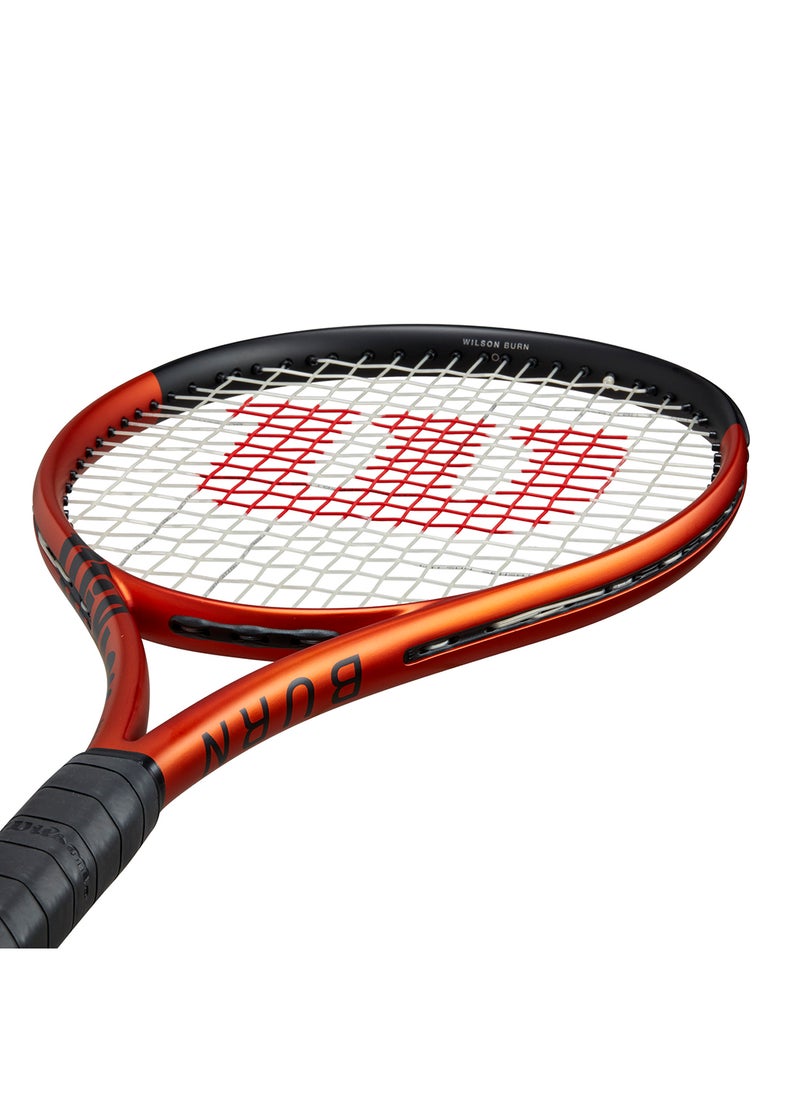 Burn 100 V5.0 Tennis Racket, 16x19, Adults, Intermediate/ Advanced - Orange/ Black