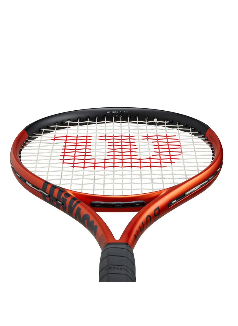 Burn 100 V5.0 Tennis Racket, 16x19, Adults, Intermediate/ Advanced - Orange/ Black