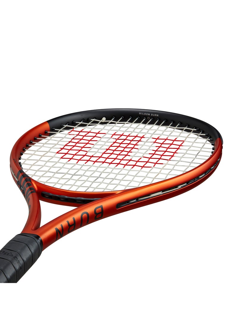 Burn 100Uls V5 Tennis Racket, 18x16, Adults, Intermediate/ Advanced - Orange/ Black