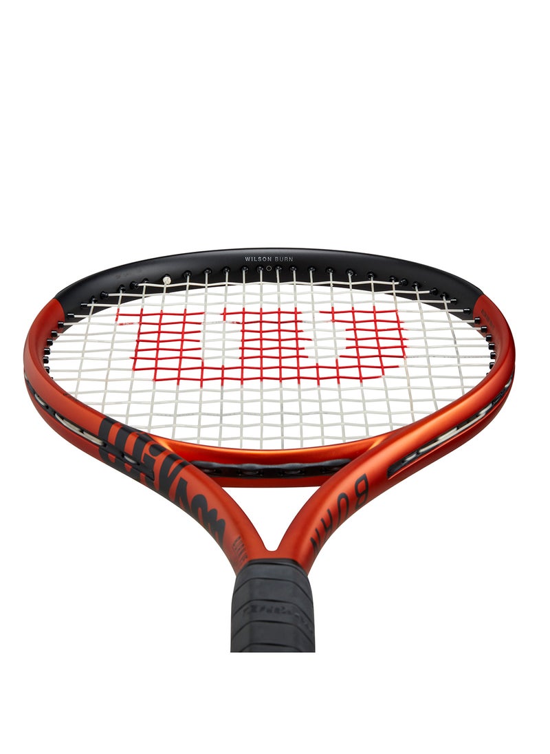 Burn 100Uls V5 Tennis Racket, 18x16, Adults, Intermediate/ Advanced - Orange/ Black