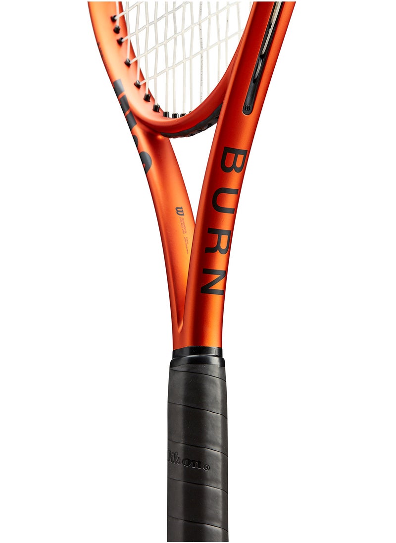 Burn 100Uls V5 Tennis Racket, 18x16, Adults, Intermediate/ Advanced - Orange/ Black