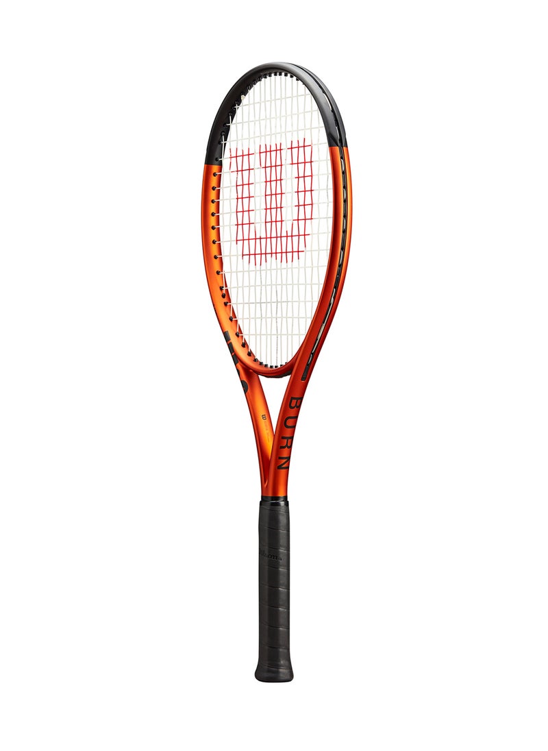 Burn 100Uls V5 Tennis Racket, 18x16, Adults, Intermediate/ Advanced - Orange/ Black