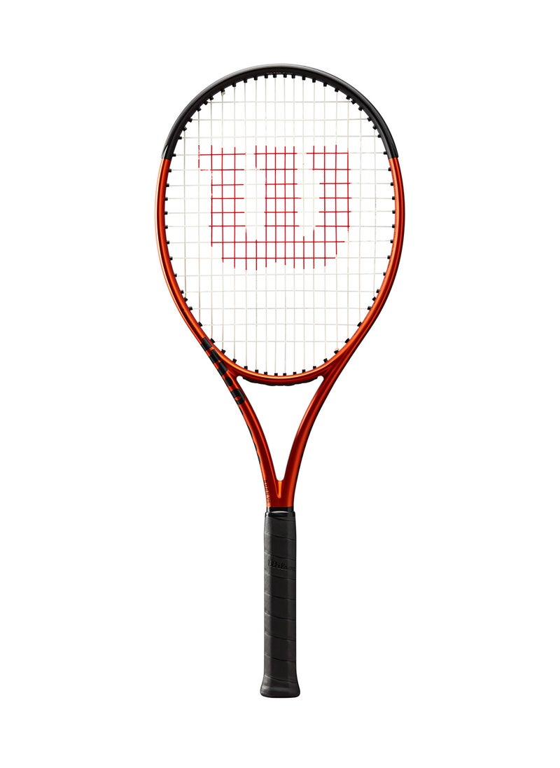 Burn 100Uls V5 Tennis Racket, 18x16, Adults, Intermediate/ Advanced - Orange/ Black