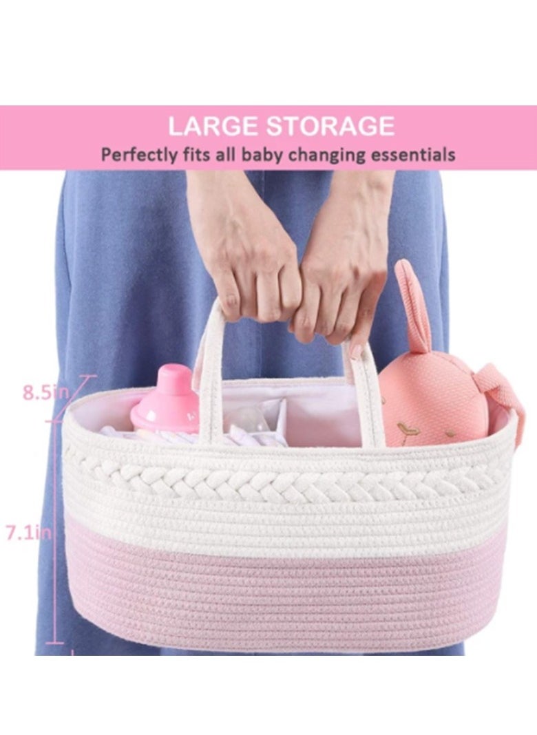 Bumble & Bird - Cotton Rope Diaper Caddy - Pink