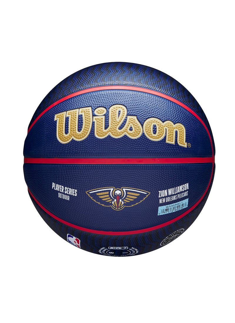 NBA Player Icon Outdoor Basketball - Zion - Size 7 for +12 years old and Adults - Blue/Gold