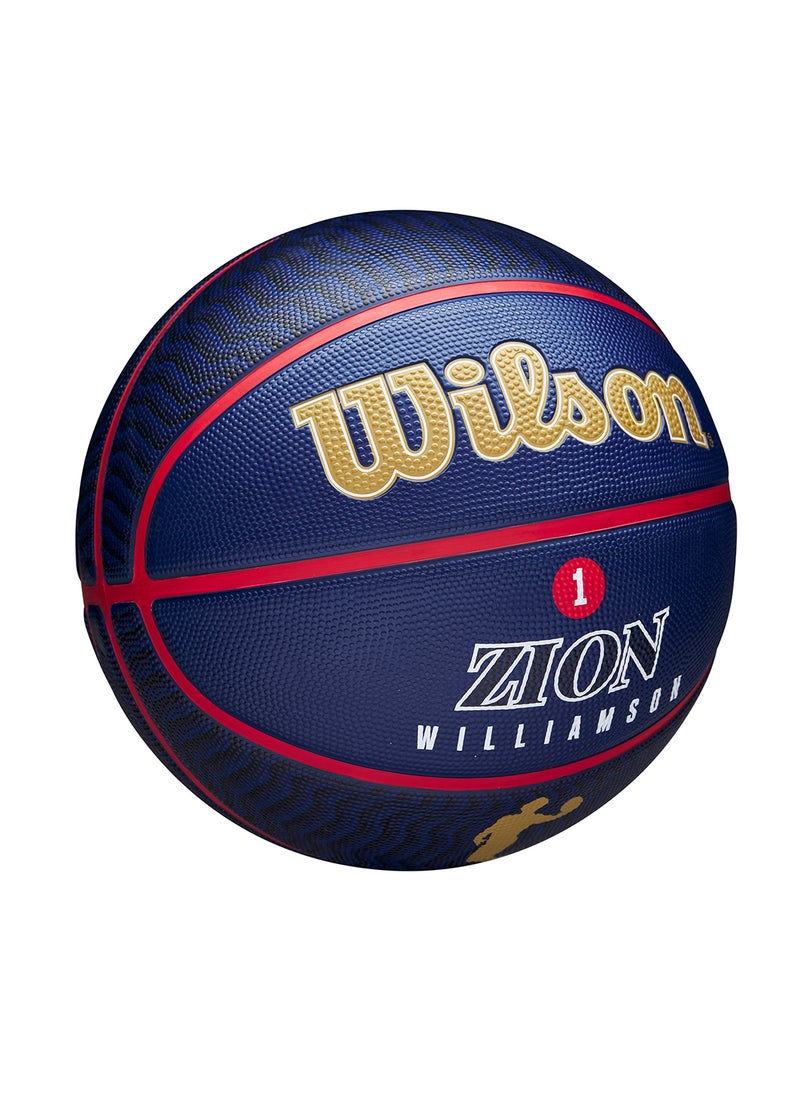 NBA Player Icon Outdoor Basketball - Zion - Size 7 for +12 years old and Adults - Blue/Gold