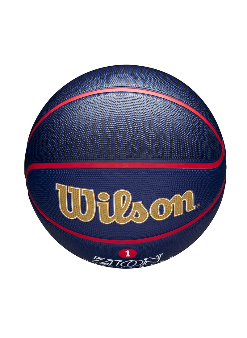 NBA Player Icon Outdoor Basketball - Zion - Size 7 for +12 years old and Adults - Blue/Gold