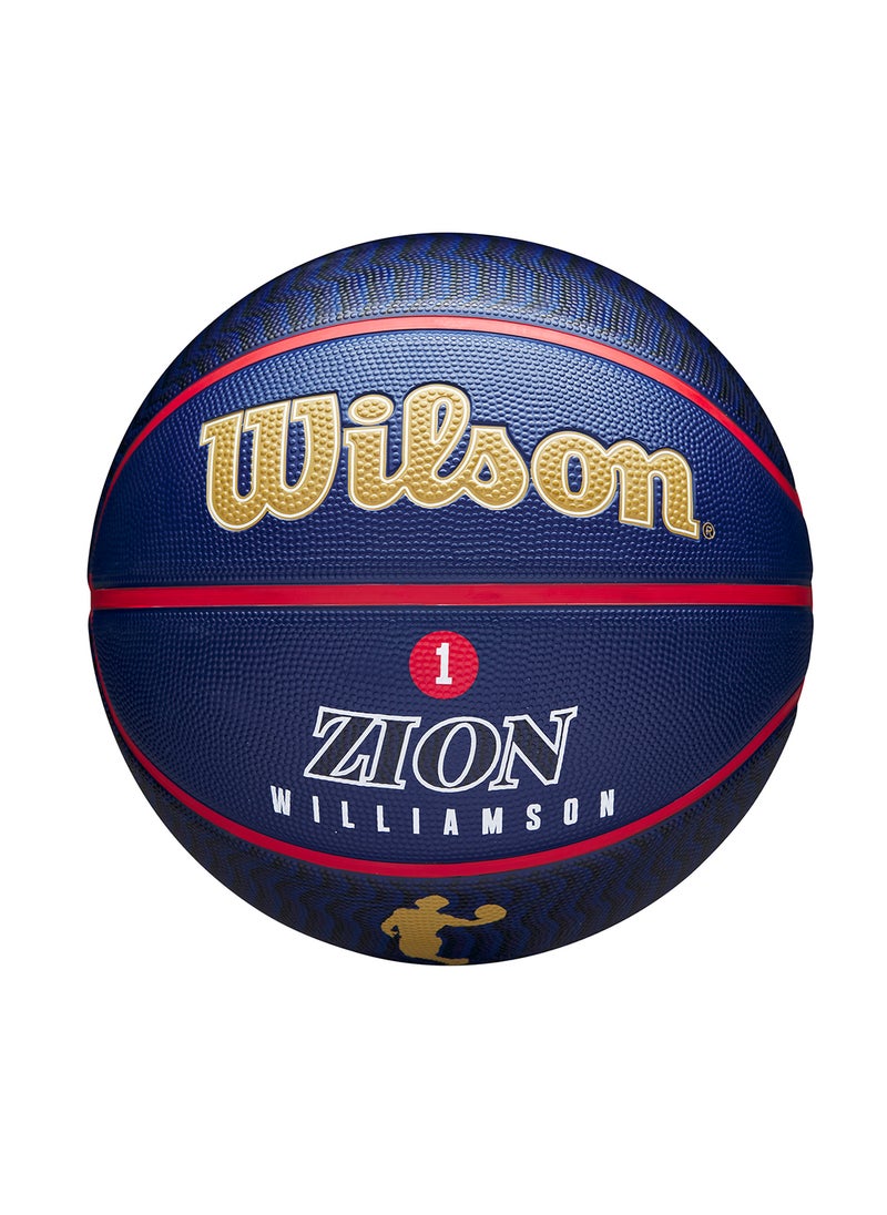 NBA Player Icon Outdoor Basketball - Zion - Size 7 for +12 years old and Adults - Blue/Gold