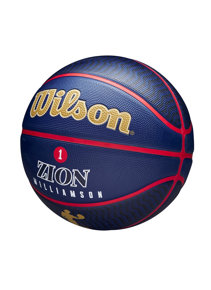 NBA Player Icon Outdoor Basketball - Zion - Size 7 for +12 years old and Adults - Blue/Gold