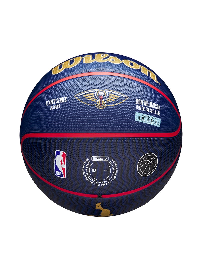 NBA Player Icon Outdoor Basketball - Zion - Size 7 for +12 years old and Adults - Blue/Gold