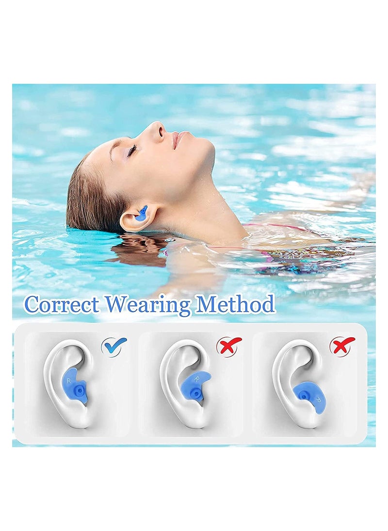 3 Pairs Swimming Ear Plugs Professional Waterproof Reusable Silicone Earplugs for Showering Surfing Snorkeling and Other Adults Water Sports Kids
