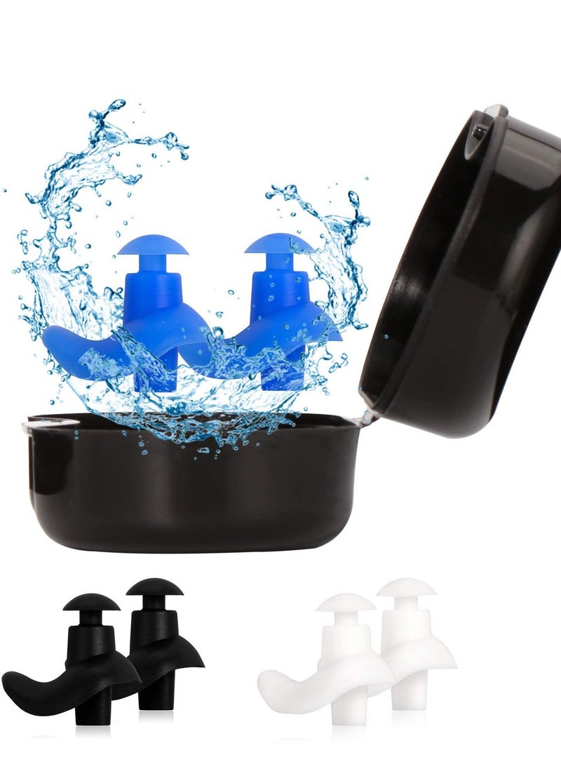 3 Pairs Swimming Ear Plugs Professional Waterproof Reusable Silicone Earplugs for Showering Surfing Snorkeling and Other Adults Water Sports Kids