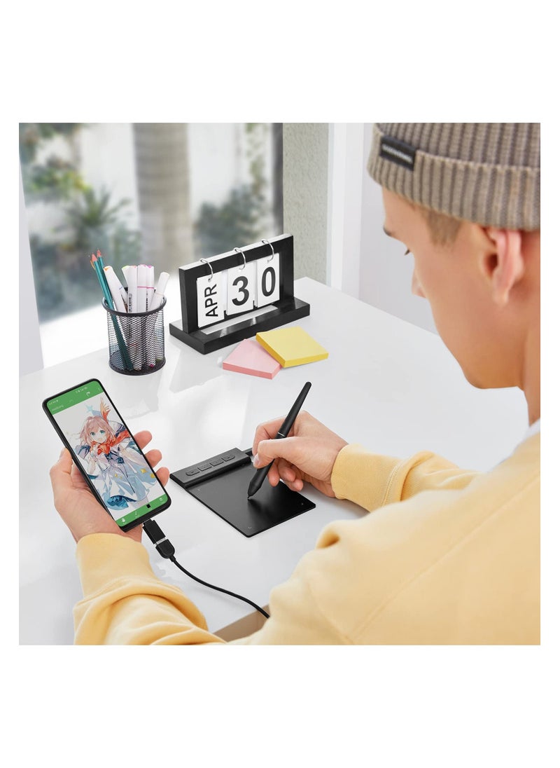Drawing Tablet OSU Tablet, Portable Computer Graphics Tablets with 4 Shortcut Keys 8192 Levels Battery-Free Stylus Pen, 4x3 inch Digital Tablet Compatible with Window/Mac/Linux/Android for OSU Game