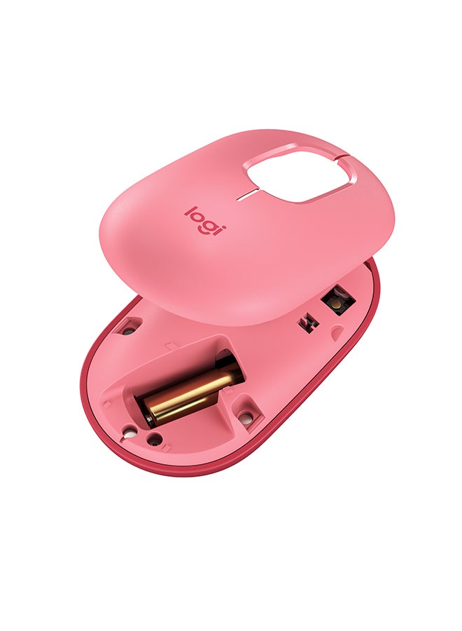 POP Mouse, Wireless Mouse With Customisable Emojis, SilentTouch Technology, Precision/Speed Scroll, Compact Design, Bluetooth, USB, Multi-Device, OS Compatible Pink